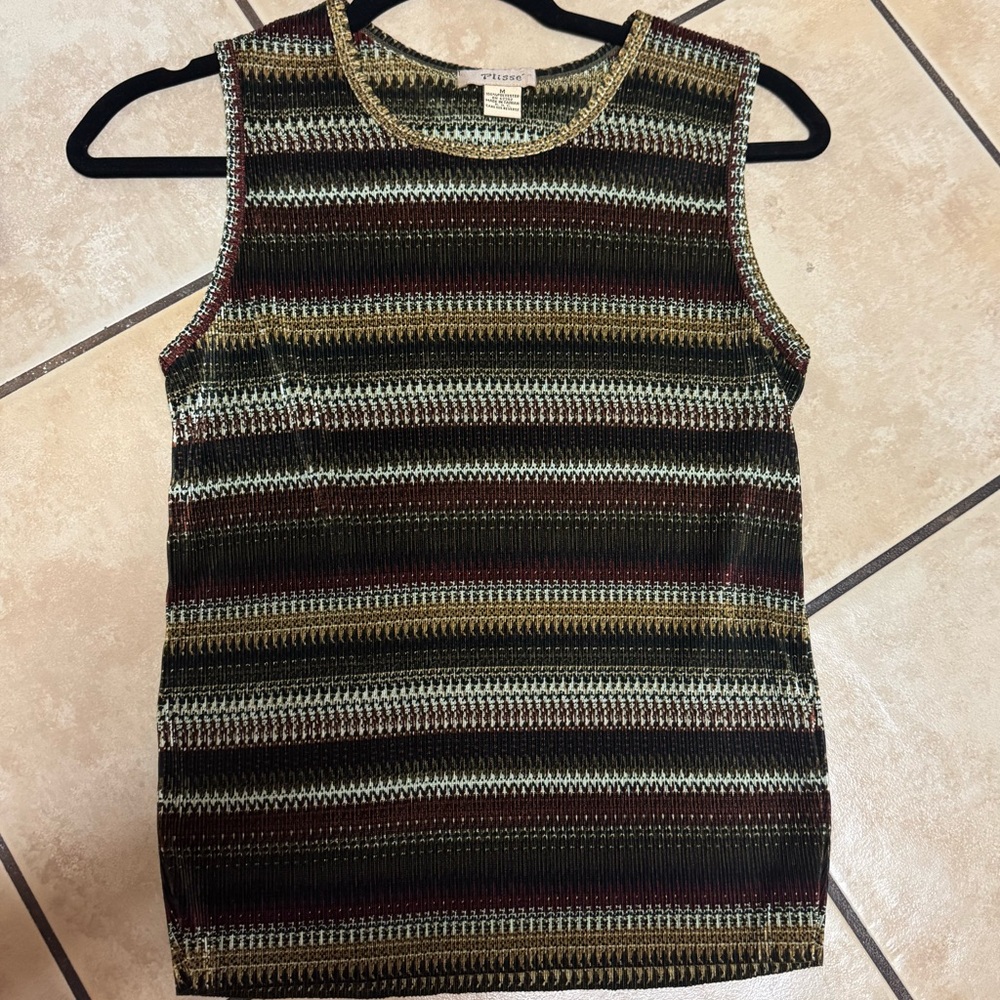 Vintage Plisse Pleated Tank Top